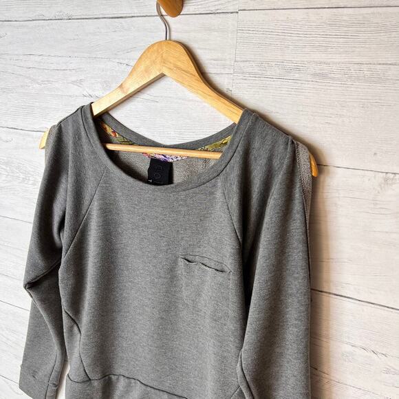 Anthropologie Dolan Sweatshirt Womens Size XS Gray Cold Shoulder Cotton Blend - Picture 4 of 12